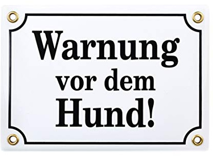 Warnung vor dem Hund Schild – 12x17 cm - Keramik Emaille - Wetterfest – Hundewarnschild – Vorsicht Hund Schild – Emailleschild – Emailschild
