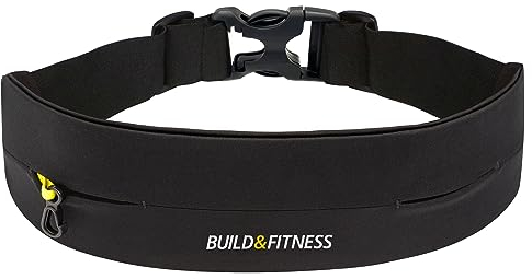 Build & Fitness Laufband - Bauchtasche mit Verstellbarer Taillenweite, Schlüsselclip - Passt für Alle Telefone, Schlüssel, Karten - Bauchtasche Damen und Herren - Laufen, Walken, Fitnessstudio, Sport