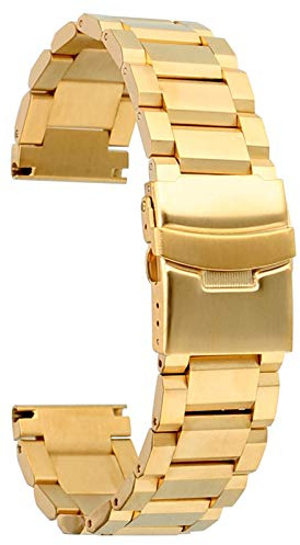 ZXF Uhrenarmbänder, Fester Edelstahl Uhrenarmbänder 3 Farben 18mm 20mm 22mm 24mm Metalluhrenarmband-Bügel for Mann-Frauen Uhren Ersatz-Armband Armband (Band Color : Gold, Band Width : 24mm)