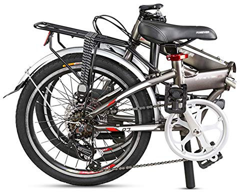 20 Zoll Faltrad Klapprad, 7 Gang Alu-Rahmen Fahrrad Klappfahrrad mit Schutzbleche und Komfortsattel für Herren, Damen, Mädchen, Jungen geeignet,Black