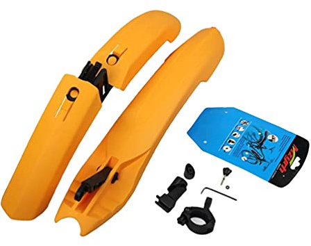 OttoBen Fahrrad Kotflügel Set, Weich Gummi Mountainbike Schutzblech, Schutz vor Wasser und Schmutz, Schnellverschluss Spritzschutz Vorne und Hinten für MTB Bike Cycle 26, 29 Zoll Orange