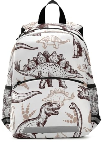 Isaoa Kleinkind-Rucksack mit Zügeln für Jungen und Mädchen, Dinosaurier-Skizze Stilvoller Kinder-Rucksack Rucksack Kindergartentasche Vorschule Kindergarten Reisetasche mit Brustclip