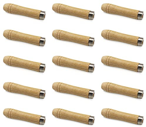 Holzfeilengriff, Feilenheft mit Starken Metallkrage, für 4-6 Zoll Feilen, LäNge 90 mm, 15 Stück