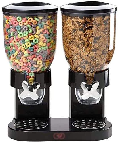 QHLOM Cereal Dispenser Rotation Cereal Dispenser，Food Dispenser Transparent Storage Rotation Output Hermetically Sealed Household Commercial Use Preserve Food (Color : Black)
