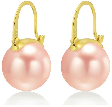 Huge Tomato Perlenohrringe, Ohrhänger mit Perlen, 14mm große Perlenohrringe mit Sterlingsilber, 14K Gold überzogener Verschluss, elegantes Geschenk für Frauen