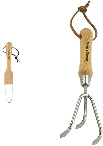 Kent & Stowe Unkrautschlinge – Unkrautjäter aus stabilem Edelstahl zum Durchpflügen, 32 cm & 3 Zinken-Grubber – Handgrubber aus Edelstahl, zum Aufbrechen verhärteter Böden, 28 cm