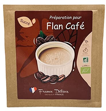 FRANCE DÉLICES - Préparation Pâtisserie pour Flan Au Café Bio - Dessert Ou Goûter Gourmand Et Naturel - Prêt En 5min - Fabrication Artisanale En France - Sans Gluten - 4 Pers. - 40g
