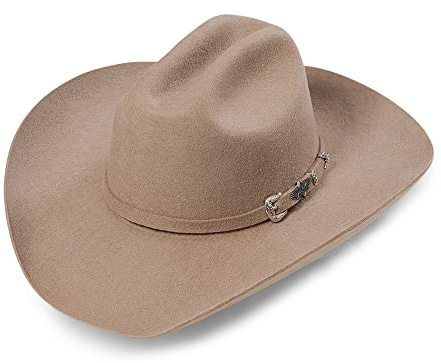 STARS & STRIPES Cattleman Style Woolfilz Cowboyhut Houston - Westernhut Cattlemanhut Cowboyhut Westernmode Woolfilzhut für Damen und Herren (as3, Numeric, Numeric_61, Sand)