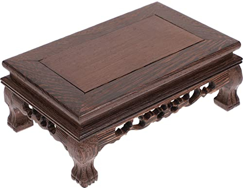 Operitacx Plant Stool Wooden Display Base, Planter Stand Plant Holder, Oriental Furniture Wood Teapot Vase Bonsai Holder for Home Office Decoration 19X12X9cm Wood Stool