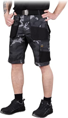 REIS FORECO-TS MOB Pantaloni Corti da Lavoro Uomo | Pantaloni Cargo | Pantaloncini di Sicurezza | Camouflage-Nero | Taglia: M