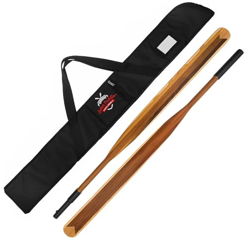 John Paddle Teilbares Grönland Paddel 2-tailig Eskimo Split 215/220/225/230cm + Paddelbag für Seekajak sehr leicht etwa 850-930g aus Zeder und Esche - traditionelles Grönlandpaddel mit Teilung