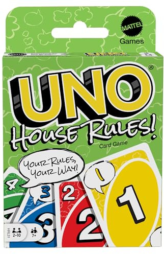 Mattel Games UNO House Rules Kartenspiel, ab 7 Jahren, 2-10 Spieler | Neue Regeln erfinden mit Add-a-Rule- und Game Changer-Karten für Kinder, Teens und Spieleabende, HRL31