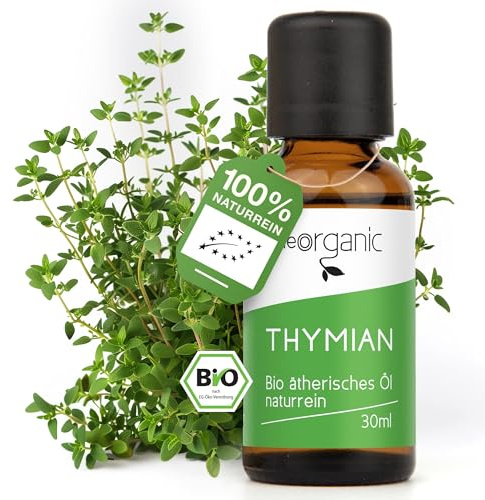 NeoOrganic® BIO Thymianöl (Thymus Vulgaris) 100% naturreines ätherisches Öl des echten Thymians aus Spanien - Zertifiziertes Lebensmittel zum Einnehmen - Ätherische Öle Thymian, Tyhme Oil - 30ml