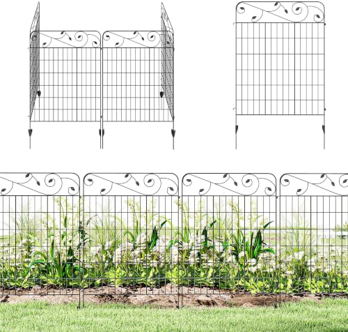 Outsunny Gartenzaun 4er Set 3,52 x 1,1 m Metall Schwarz für Garten Balkon | Dekorativer Gitterzaun Maschendraht Drahtzaun