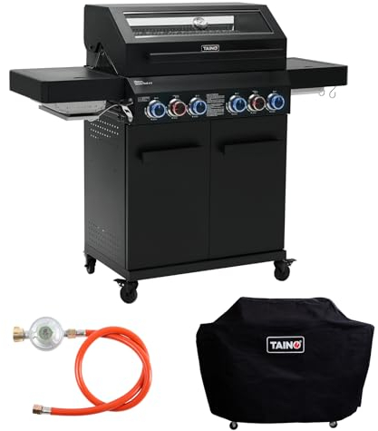 TAINO PLATINUM YAMARA DARK 4+2 Gasgrill Set Stahl 4 Brenner Keramik Sear-Burner Keramik Backburner Piezo-Zündung Abdeckhaube