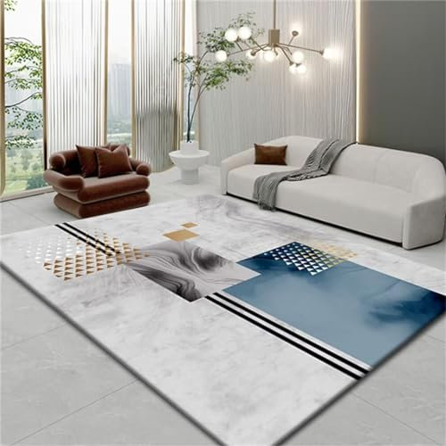 RUGMRZ Teppich rutschfest 180x280CM kinderzimmer Junge mädchen grau Blauer, moderner, schmutzabweisender mit einfachem Muster