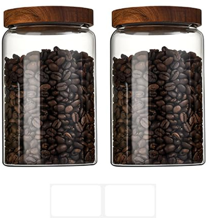 Jauhmui 2 stk glas Vorratsdosen 850ml Luftdichte Vorratsgläser Holzdeckel