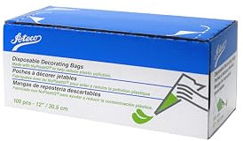 Ateco 4412 Plastic Disposable Piping and Cake Decorating Bags with NuPlastiQ, White