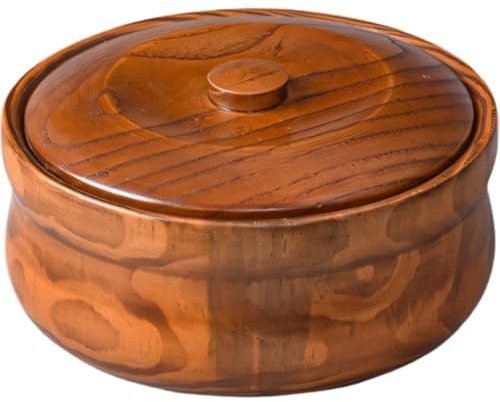 Abbdbd Ensaladera De Madera, Cuenco De Madera para Fideos Instantáneos con Tapa, Cuencos Grandes para Mezclar para Frutas, Verduras, Ensaladas, Decoración del Hogar De Madera