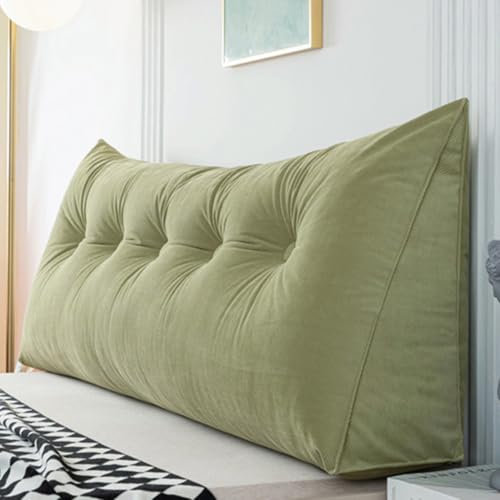 ZHULONGRUSHUI Dreieckiges Rückenkissen, Kopfteile für Betten, Lendenkissen, Lese-Rückenlehnenkissen, waschbar, abnehmbares Lendenkissen für Bett, Couch, Tatami (100 x 50 x 20 cm, Grün)