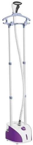 HOMCOM Plancha 1950W 2 L Plancha de Vapor Vertical con Temperatura Ajustable en 11 Niveles y Barra Telescópica Centro de Planchado Vertical para Hogar Oficina Púrpura