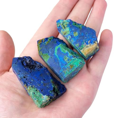 Malachit-Kristallstab, Azurit-Punkt-Heilkristalle, 4,1 cm - 6,1 cm, Cluster-Geoden, roher Stein, natürlicher blauer und grüner Quarz, spirituelle Geschenke, Ornament, 3 Stück