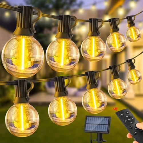Warlisou Catena Luminosa Esterno Solare Giardino: G40 50ft 20+2 Led Blub - 15M Lampade Solari Da Giardino Telecomando Luci Per Gazebo Da Esterno - Balcone Feste Patio Matrimonio
