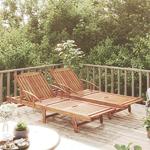 Fasba Sonnenliegen 2 STK. Massivholz Akazie, Sonnenliege Holz, Sonnenliege Massivholz, Gartenliege, Tagesbett, Chaiselongue, Liege, Strandliege