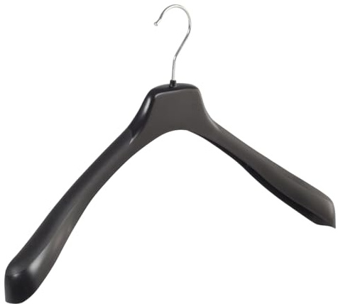 Perchas, Abrigo, Traje, 20 Piezas, Plástico, Negro, Hombros Anchos, Chaqueta, Gancho Giratorio 360°, 50 cm (EU50_00/20)