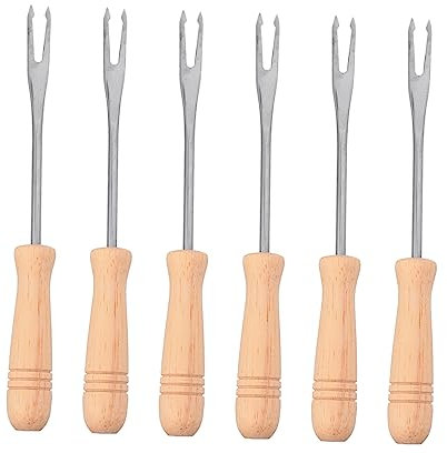 BESPORTBLE 6 Pièces Porte-épis De Maïs Acier Inoxydable Avec Manche Bois Brochettes De Maïs Pratiques Pour Saisir