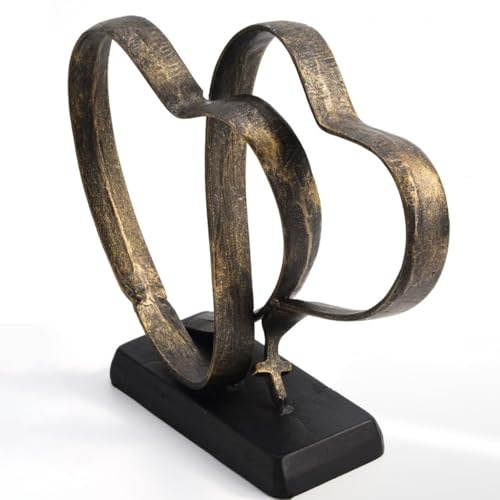 Kityemo Two Hearts and Cross Sculpture,Double Heart Ornament,Double Heart Statue,Home Decoration sculpture,Creative Home Modern Gift Office Living Room Decoration Collection Souvenir