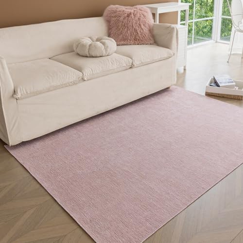 Obundi Rosa Kurzflor Teppich rutschfest 60X90cm für Kinderzimmer