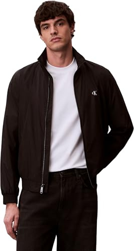 Calvin Klein Uomo Giacca Blouson Unfilled Nylon Harrington con Tasche Laterali, Nero (Black), L