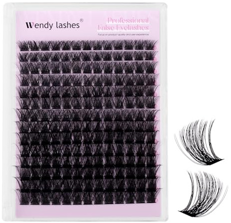 WENDY LASHES Cils Individuels C Wispy Faux Cils Individuel Naturels B | Réutilisables Cluster Lashes Extensions Cils DIY à La Maison 10-18mm