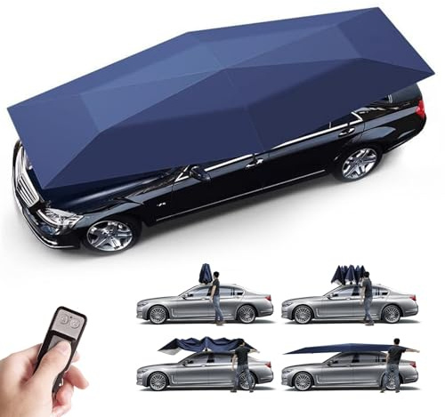 Giuggiolared Ombrello per Auto Completamente Automatico con Telecomando,Copri Auto per Esterno Portatile, Tenda da Tetto per Veicoli SUV, Camion e berline,Navy-Blue-4.2m