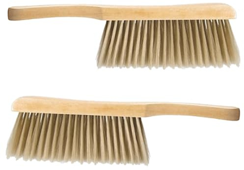 Healeved 2Pcs Soft Bristle Cleaning Brush with Wood Handle Compact Dusting Brush for Bed Gentle Duster for Delicate Surfaces Portable and Household Cleaning Tool