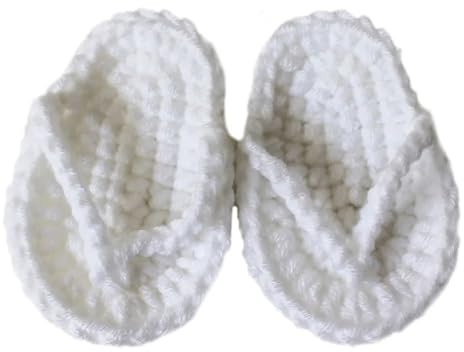 Generisch Slippers Boy 21 Handmade Crochet Baby Girl Sandals Flip Flops Booties Shoes Photo Props Bathing Shoes Baby 20, White, 2.5 UK Child