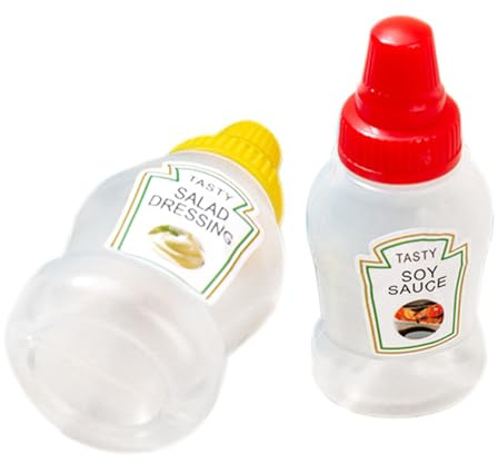 Generisch Mini récipient à vinaigrette - Mini bouteilles à presser - Récipient à sauce pour boîte à déjeuner - Récipient polyvalent pour sauces de qualité alimentaire pour sucre d'érable, tomates