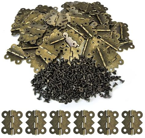 LEFTSTARER 60Pcs 1.2In Antique Cabinet Door Hinges with Screws, Bronze Butterfly Style, Small Hinges for Crafts Cabinet Wooden Jewelry Boxes (A.60 Butterfly Hinges)