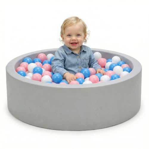 Wilwolfer Bällebad Baby, aus Schaumstoff Weich Hautfreundlich Abnehmbar und Waschbar, 85x27cm Bällebad Kinder ohne Bälle, Geeignet für Babys und Kleinkinder, Ungefährlich Langlebig (Grau)