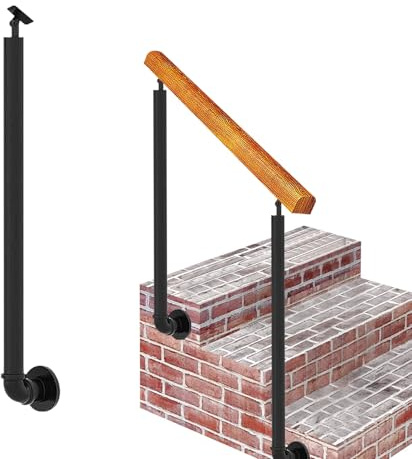 Junvstor Poteau de Balustrade Noir Kit poteaux Garde-Corps d'escalier, balustre à Montage latéral tiges d'escalier Balcon Jardin terrasse - Colonne Rampe d'escalier métal(Side Mount,90cm(35.4in))