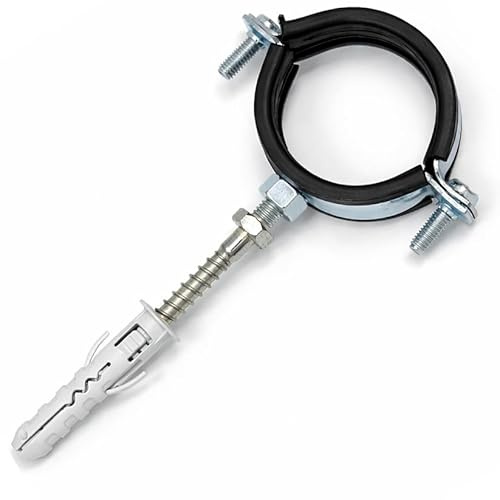 4 (108mm-116mm) (Pack of 4) Rubber Lined Munsen Rings Pipe Clamps EPDM Pipe Hanger Anti Vibration Clamp Bracket Included 14mm x 70mm Screw Plug with Clamp - H00D