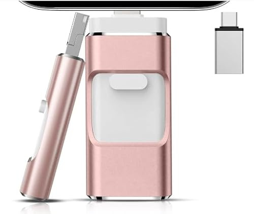 Lizoak 512GB Flash-Laufwerk, USB Stick für iOS/Android/PC, Keine App, für iPod/iPhone/iPad, Externer Speicher für Fotos, Videos, Roségold