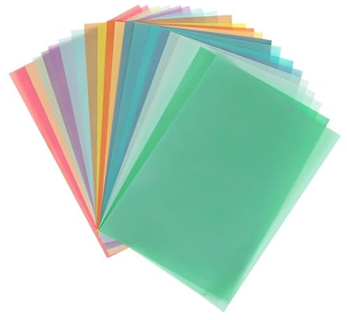 LACHT 20 Carta Trasparente Colorata A4, 20 Colori, Carta Da Lucido, Fogli Trasparenti Colorati Per Creare Lanterne, Bricolage, Scrapbooking