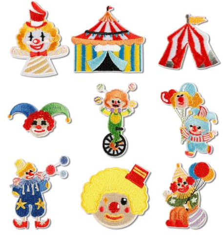 9 Stück Karneval Bügelbilder,Fasching Kölle Alaaf Deko Aufnäher Zum Aufbügeln Accessoires Karnevalsaufkleber Clown Rot Weiss Bügelflicken Patches für Damen Kölner Faschingskostüme Kölnbügelbilder