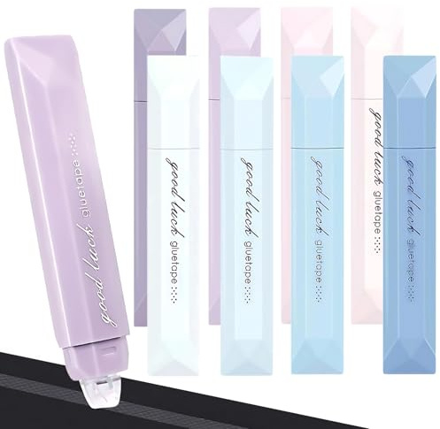 KEORHEZ 8 Pièces Double Sided Tape Pens Stylo à Ruban Adhésif Pour L’école Et La Maison Albums Photo Cartes Loisirs Créatifs Agendas (Dégradé Bleu Et Dégradé Violet)