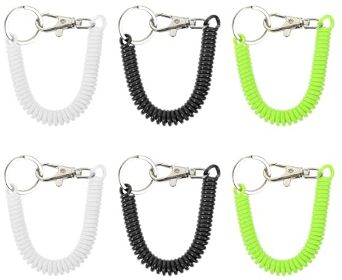 ULTECHNOVO Llavero Retráctil en Espiral Multicolor 6 Piezas para Llaves y Teléfono Cuerda Elástica Flexible y Pulsera Ajustable Antirrobo para Actividades al Aire Libre Color Color Aleatorio