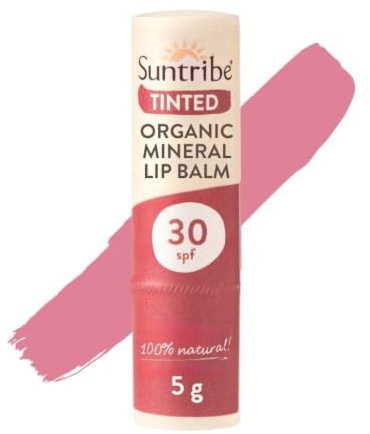 Bálsamo Labial Ecológico Mineral Con Tinte SPF 30 Suntribe - 100% Natural, Filtros UV Minerales Sin Nanopartículas, Hidratante – “Mejor Bálsamo Labial con Tinte” (Beauty Shortlist Awards 2026)