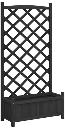 Fioriera con Traliccio, per Piante Rampicanti e Fiori, 75 x 35 x 150 cm, Legno Massello di Abete, da Giardino, Patio e Terrazza