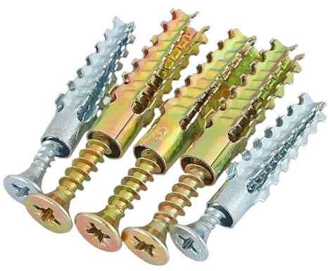 Lot de 100 chevilles murales avec kit de vis, vis autotaraudeuses, chevilles de forage pour cloisons sèches, élément de fixation (M5 x 30)